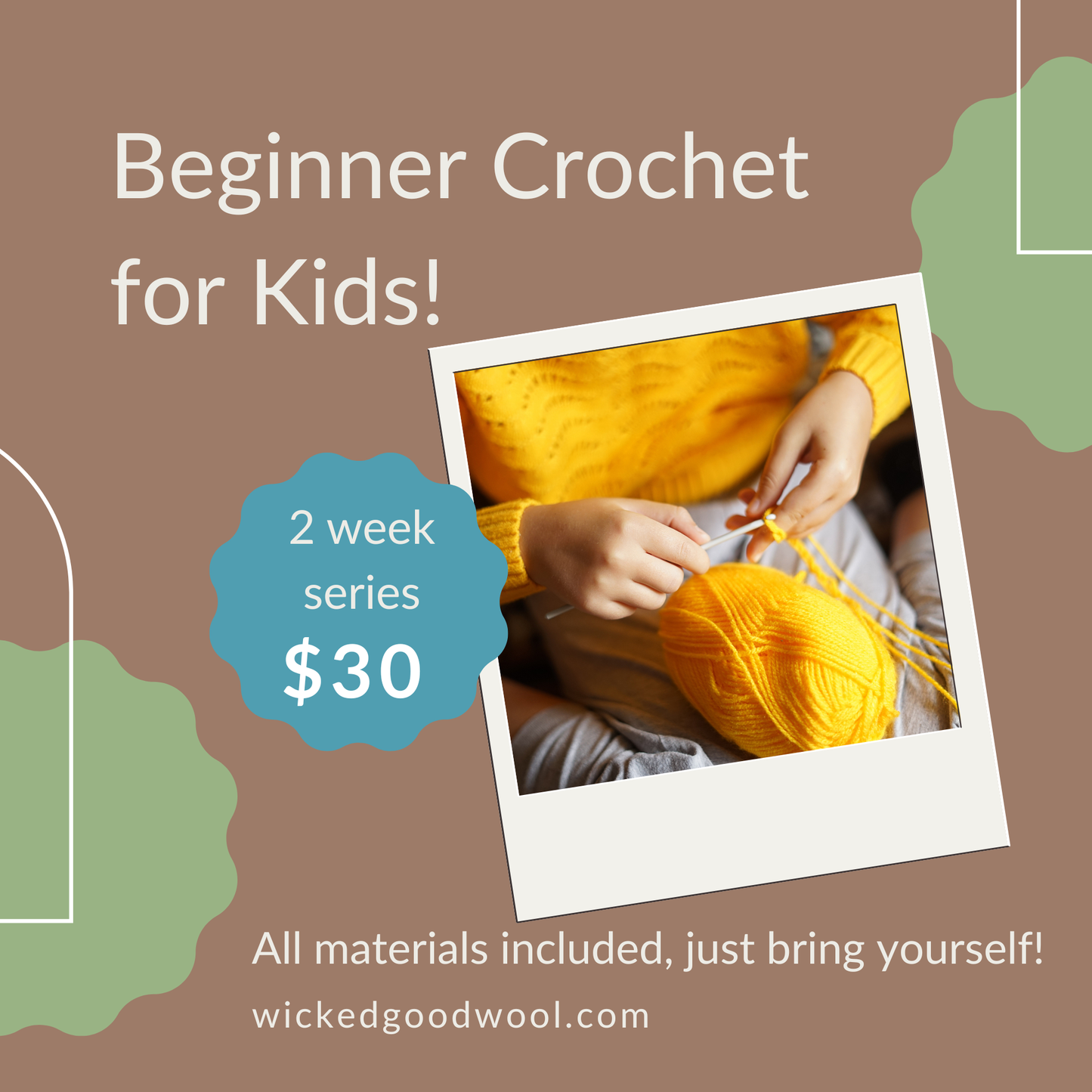 Beginner Crochet for Kids 5/17/26 & 5/30/26 1pm-2pm