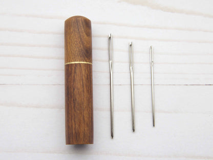 Wooden Darning Needle and Storage Case