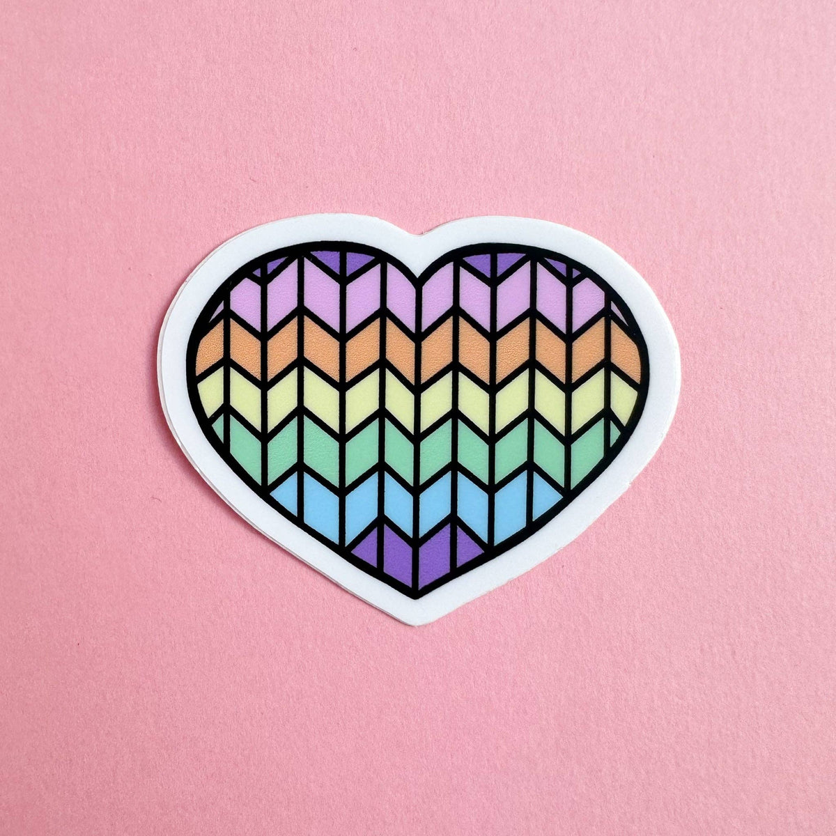 Pastel Rainbow Knit Heart Sticker