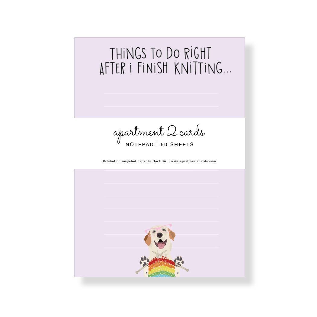 Finish Knitting List Pad, 4.75x6.5" Notepad