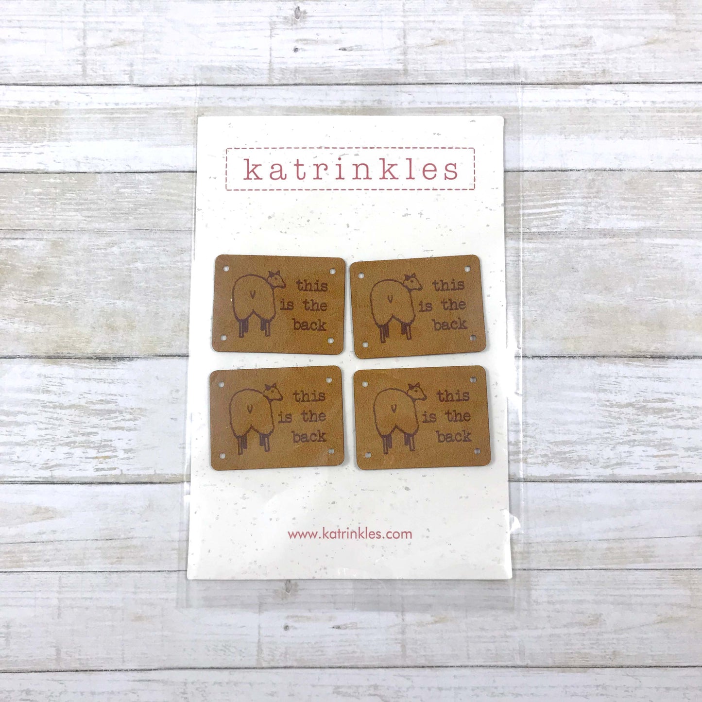 This is the back "Backside" Tags - Card of 4 - Faux Suede