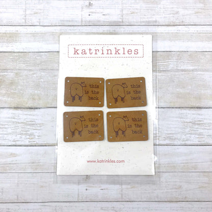 This is the back "Backside" Tags - Card of 4 - Faux Suede