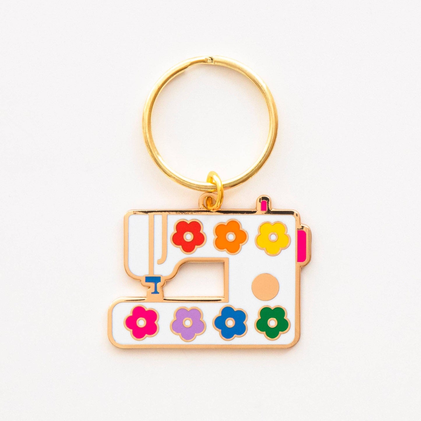 Daisy Sewing Machine Enamel Keychain