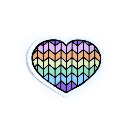 Pastel Rainbow Knit Heart Sticker