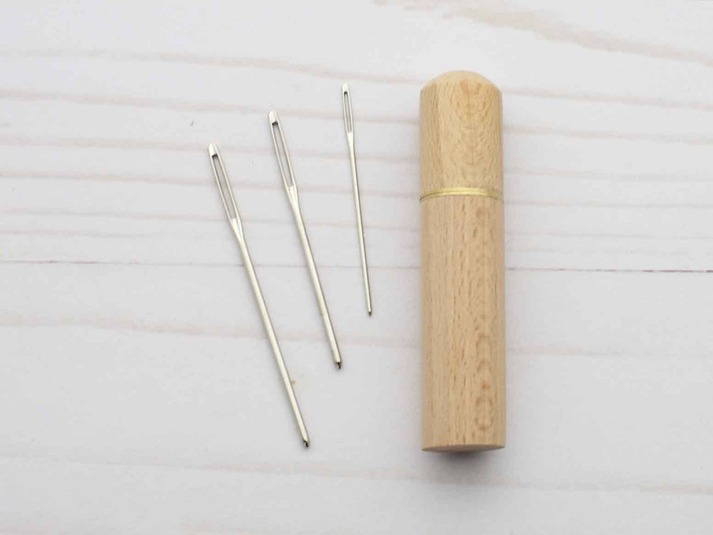 Wooden Darning Needle and Storage Case
