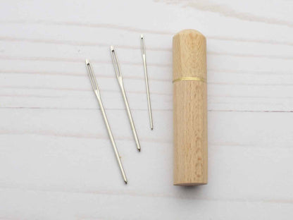 Wooden Darning Needle and Storage Case