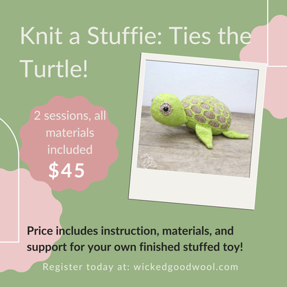 Knit a Stuffie- Ties the Turtle 6/10 & 6/24 4pm-5pm
