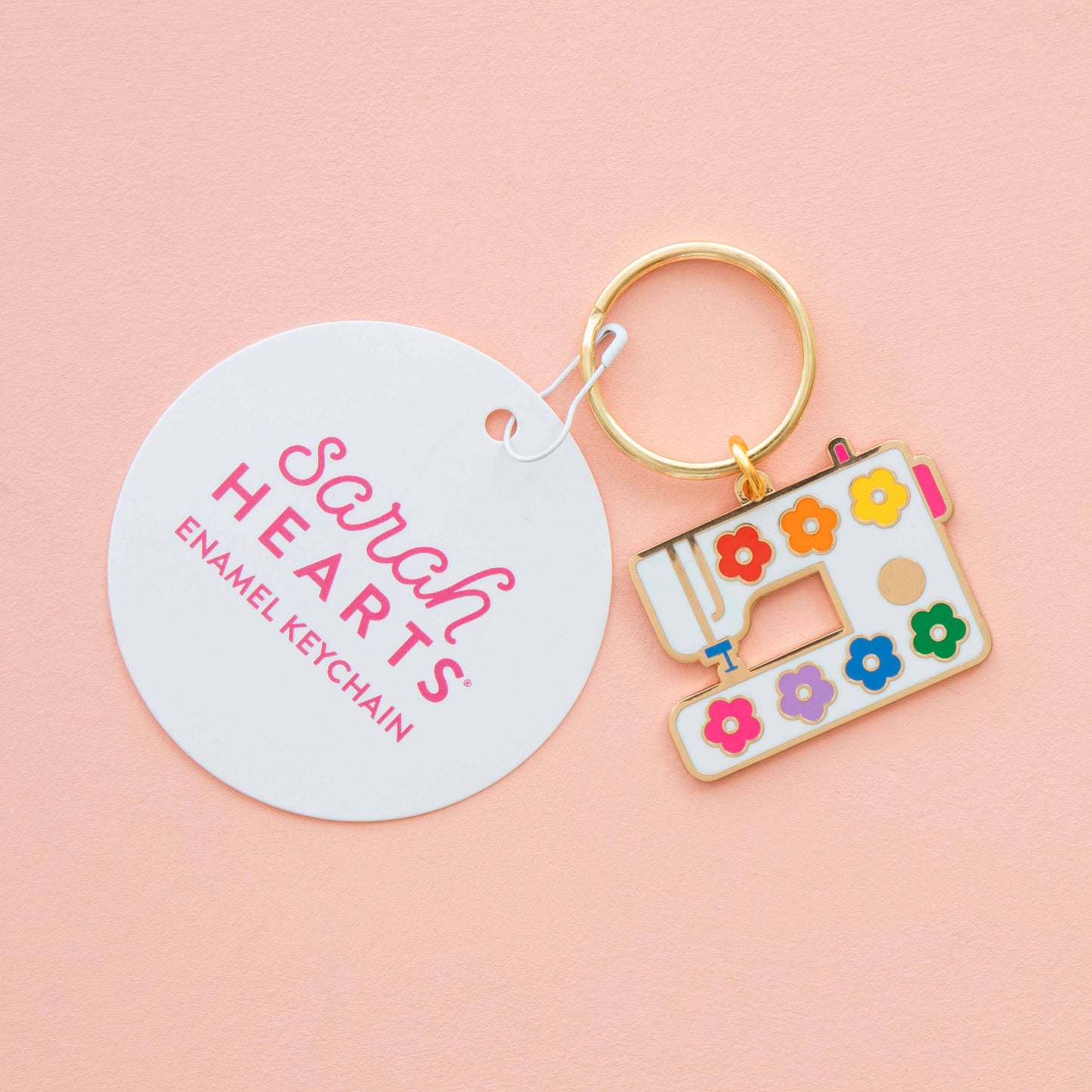 Daisy Sewing Machine Enamel Keychain