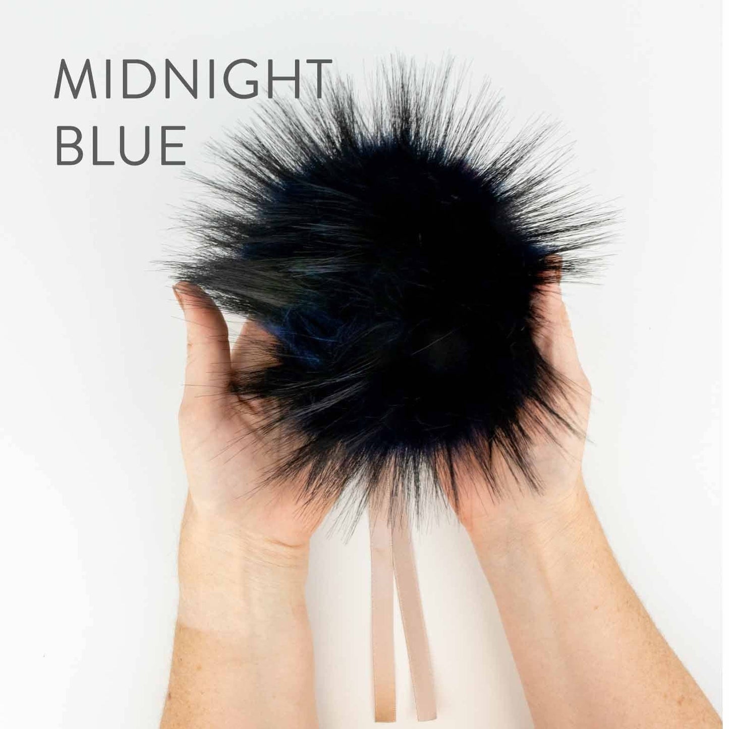 6" (15cm) Faux Fur Pom Pom: Midnight Blue