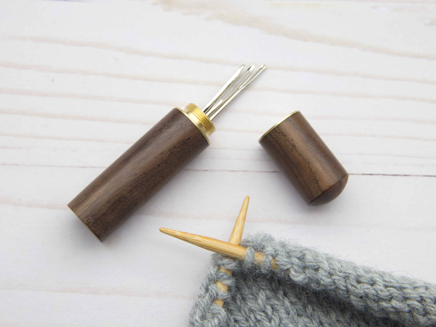 Wooden Darning Needle and Storage Case