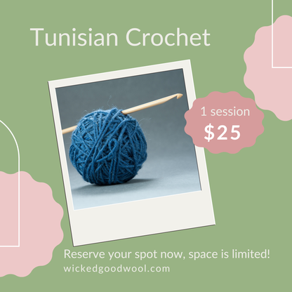 Learn Tunisian Crochet with Instructor Ilse Watkins 9/20/26 1pm-3pm