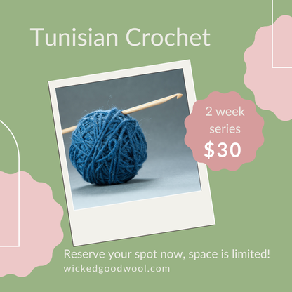 Learn Tunisian Crochet with Instructor Ilse Watkins 8/30/26 & 9/6/26, 12-2pm