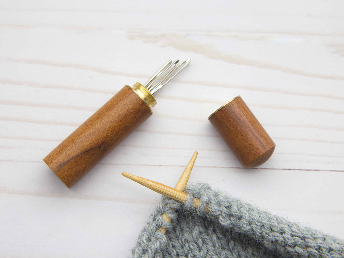 Wooden Darning Needle and Storage Case