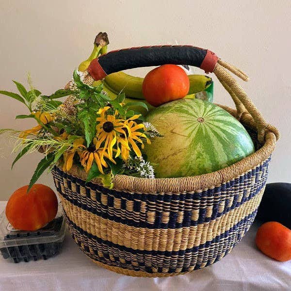 Market Basket, Dark Blue and Natural