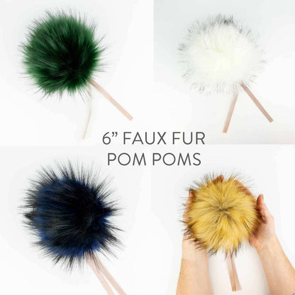 6" (15cm) Faux Fur Pom Pom: Midnight Blue