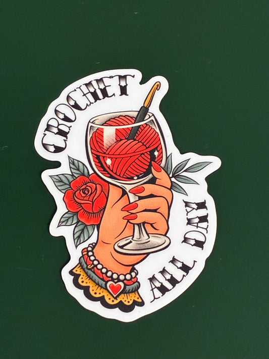 Crochet All Day Sticker