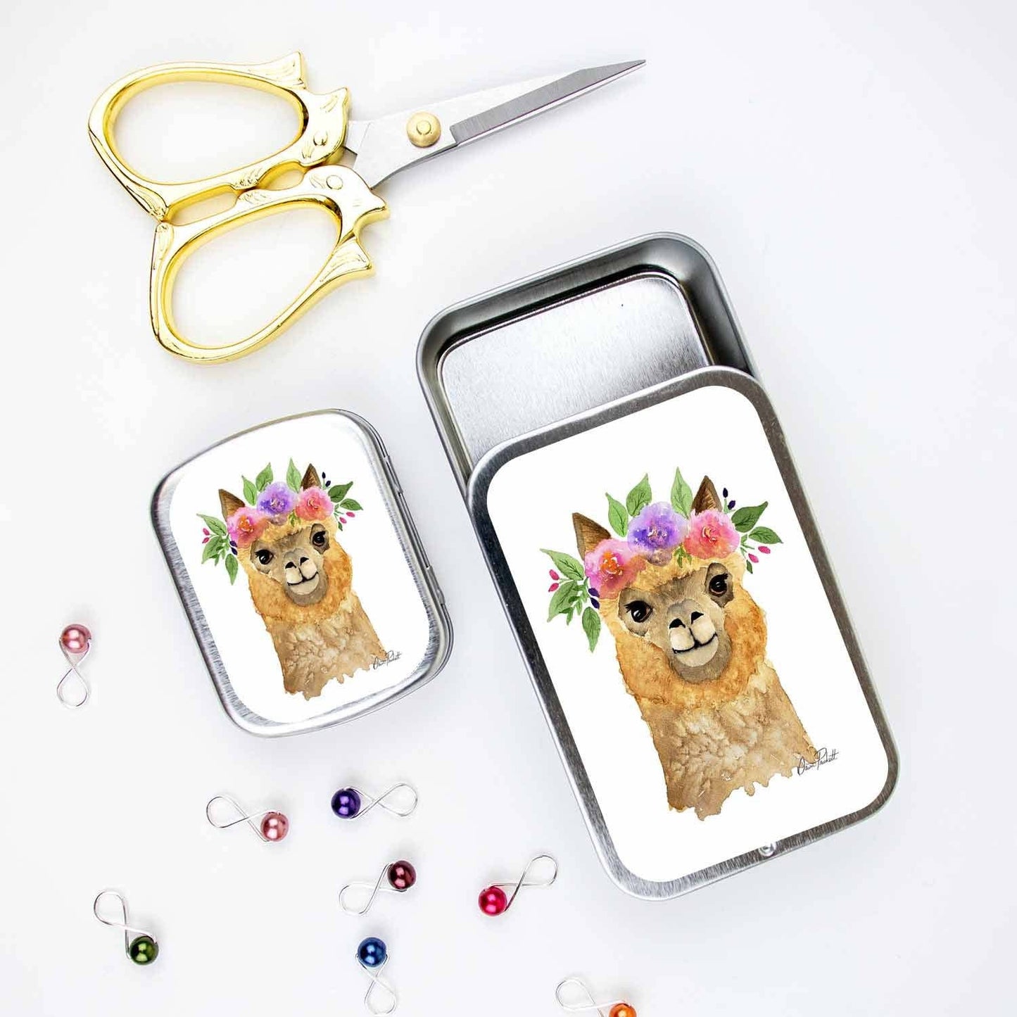 Alpaca Stitch Marker Storage Tin